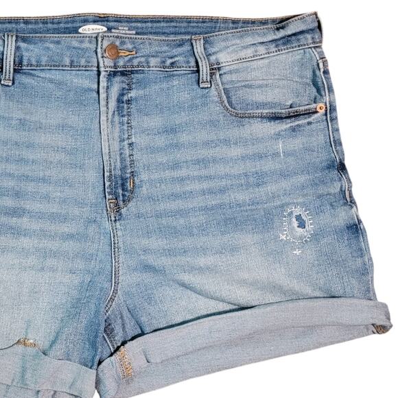 Old Navy S/5526691 Vanessa High Rise Distressed Cuffed Denim Jean Shorts Sz 16 - Picture 3 of 9